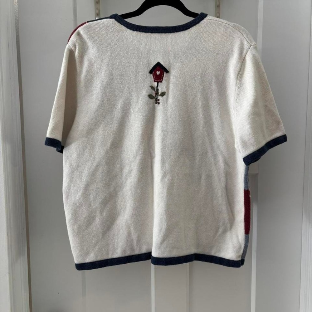 Vintage Croft & Barrow patriotic flag short sleeve grandma patchwork cardigan - Picture 4 of 4